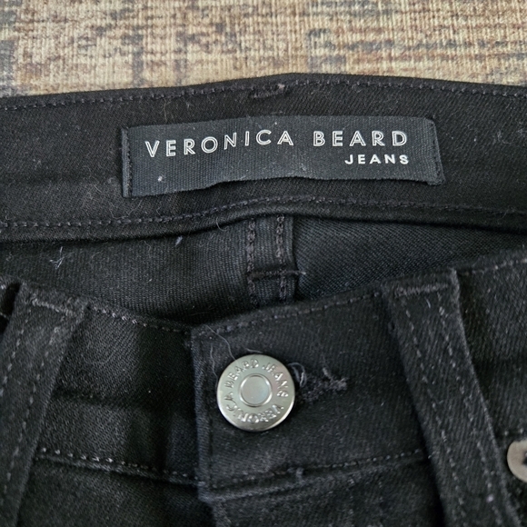Veronica Beard Debbie 10" Ankle-Crop Skinny Jean Black Raven Button Fly Size 26 - Picture 4 of 8